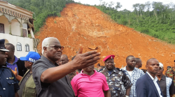 President Koroma visits scene of deadly mudslide, receives donation from Mercury International