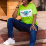 I Rep Salone Round Tshirt Blue with green background