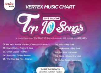 VERTEX MEDIA RELEASES THE TOP 10 SALONE SONGS FOR JANUARY VERTEX MEDIA RELEASES THE TOP 10 SALONE SONGS FOR JANUARY