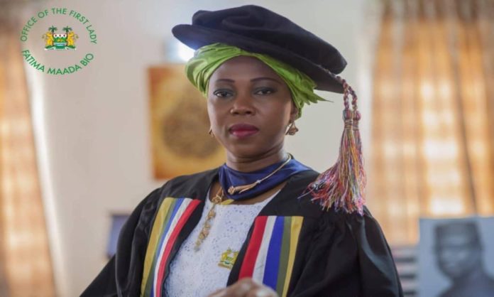 First Lady, Her Excellency, Madam Fatima Maada Bio Robed as Honorary Fellow of the West African College of Nursing